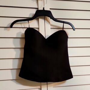 NWOT GUESS Black Elegant Bustier Corset Women's Top, w/Back Silver Zipper Medium